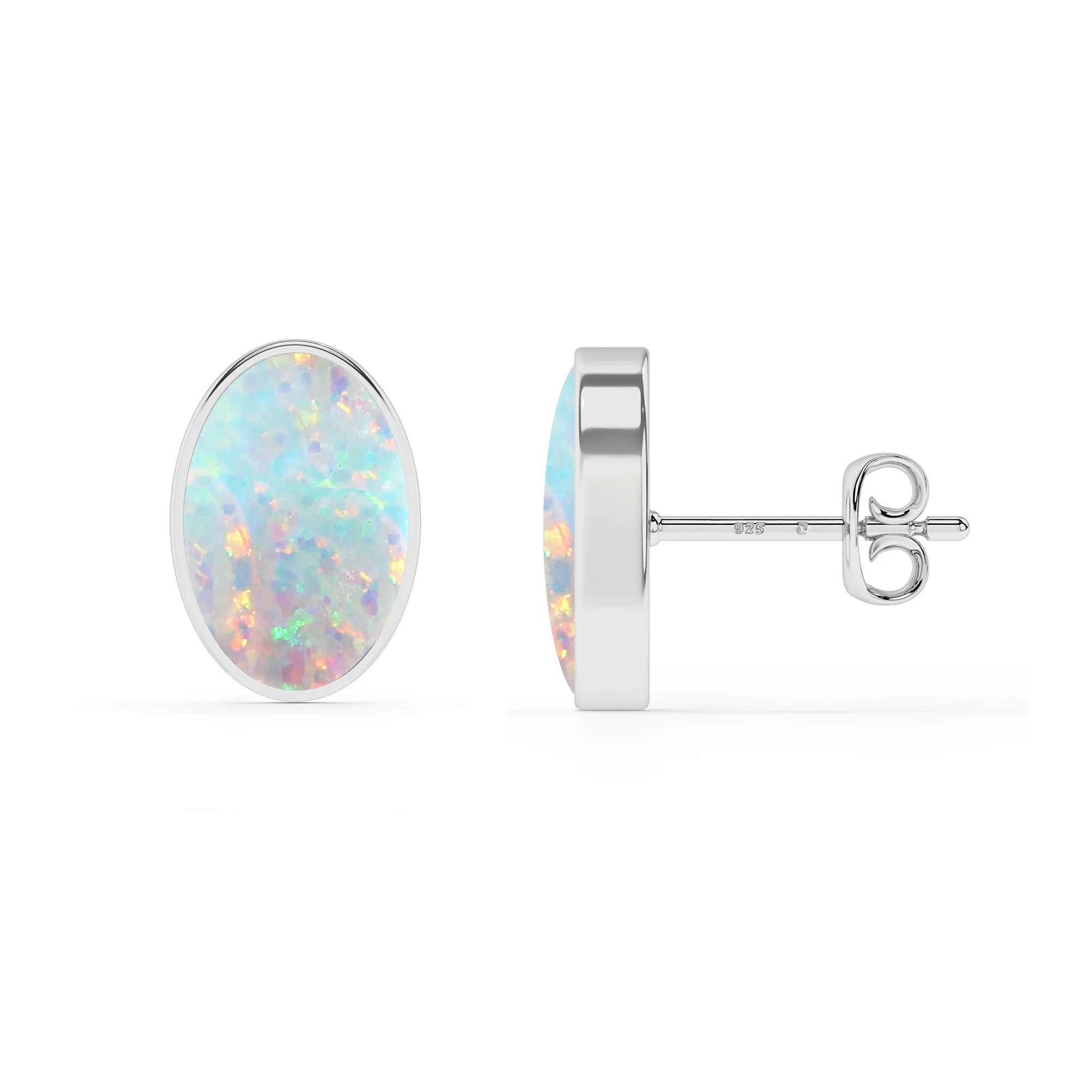 Ethiopian opal oval stud earrings