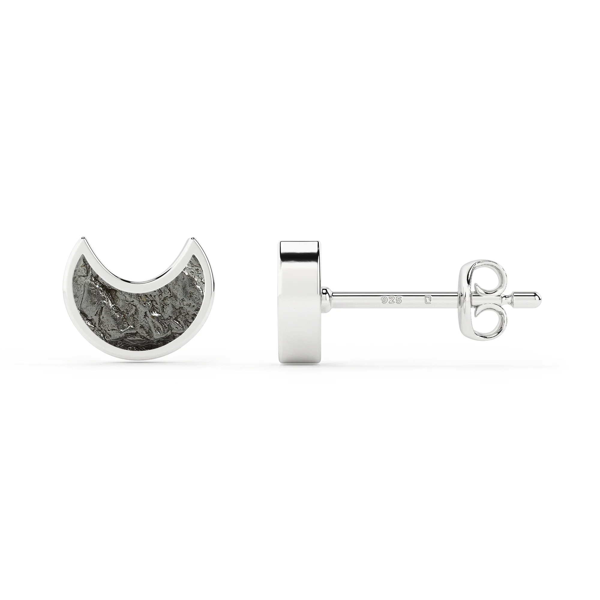 Meteorite moon stud earrings