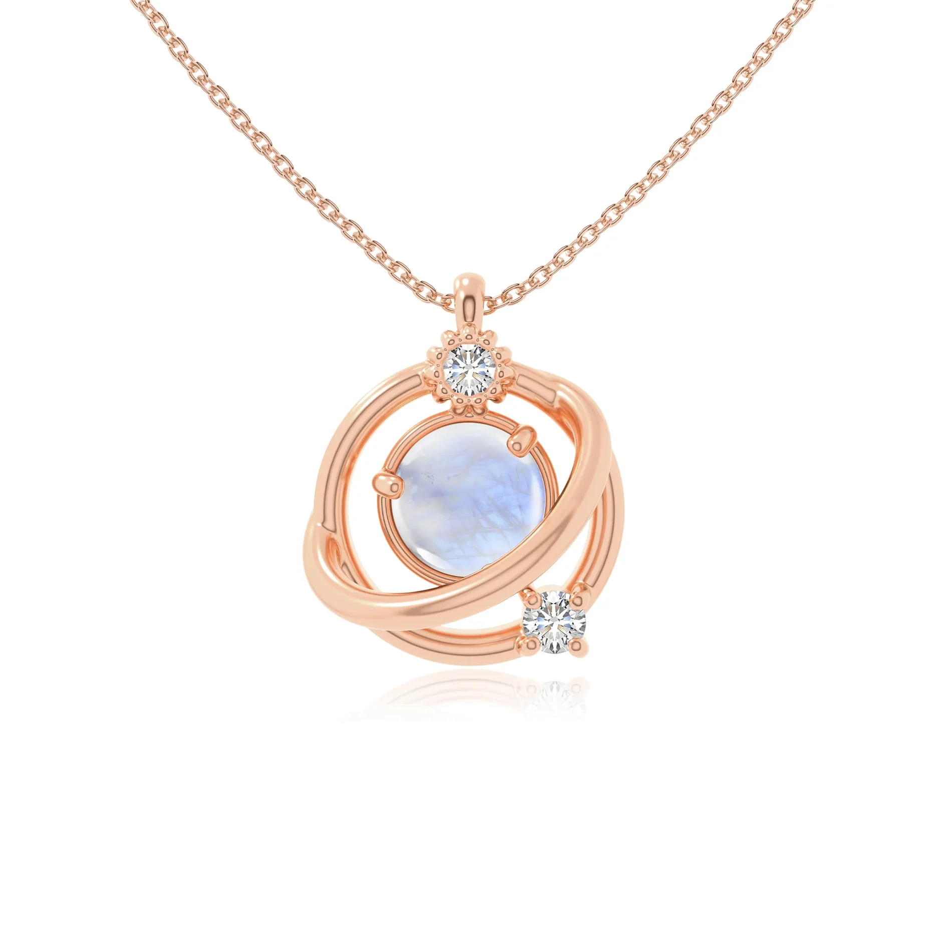 Rainbow moonstone galaxy pendant necklace