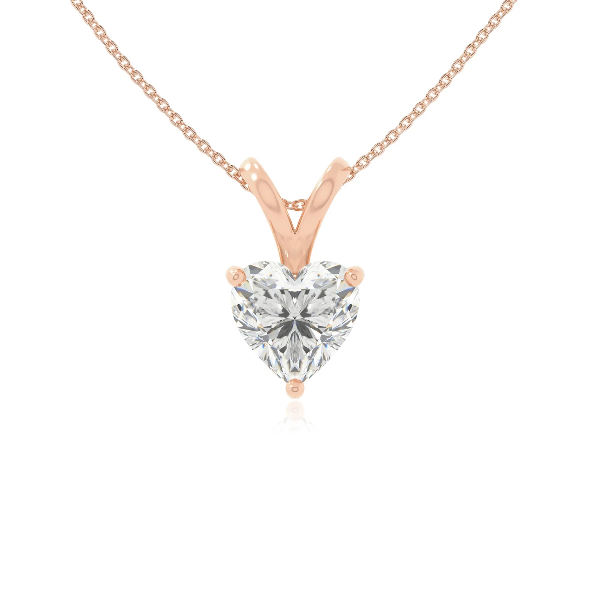 V-bale solitaire pendant necklace