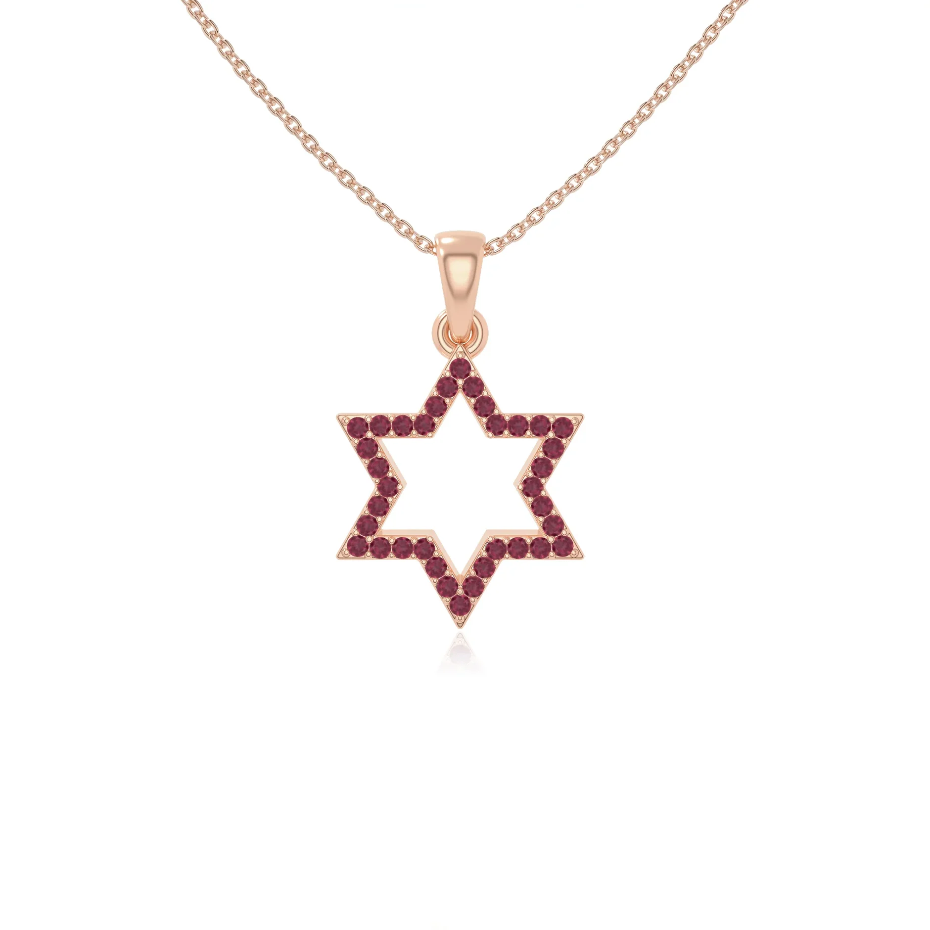 Ruby star of david pendant necklace