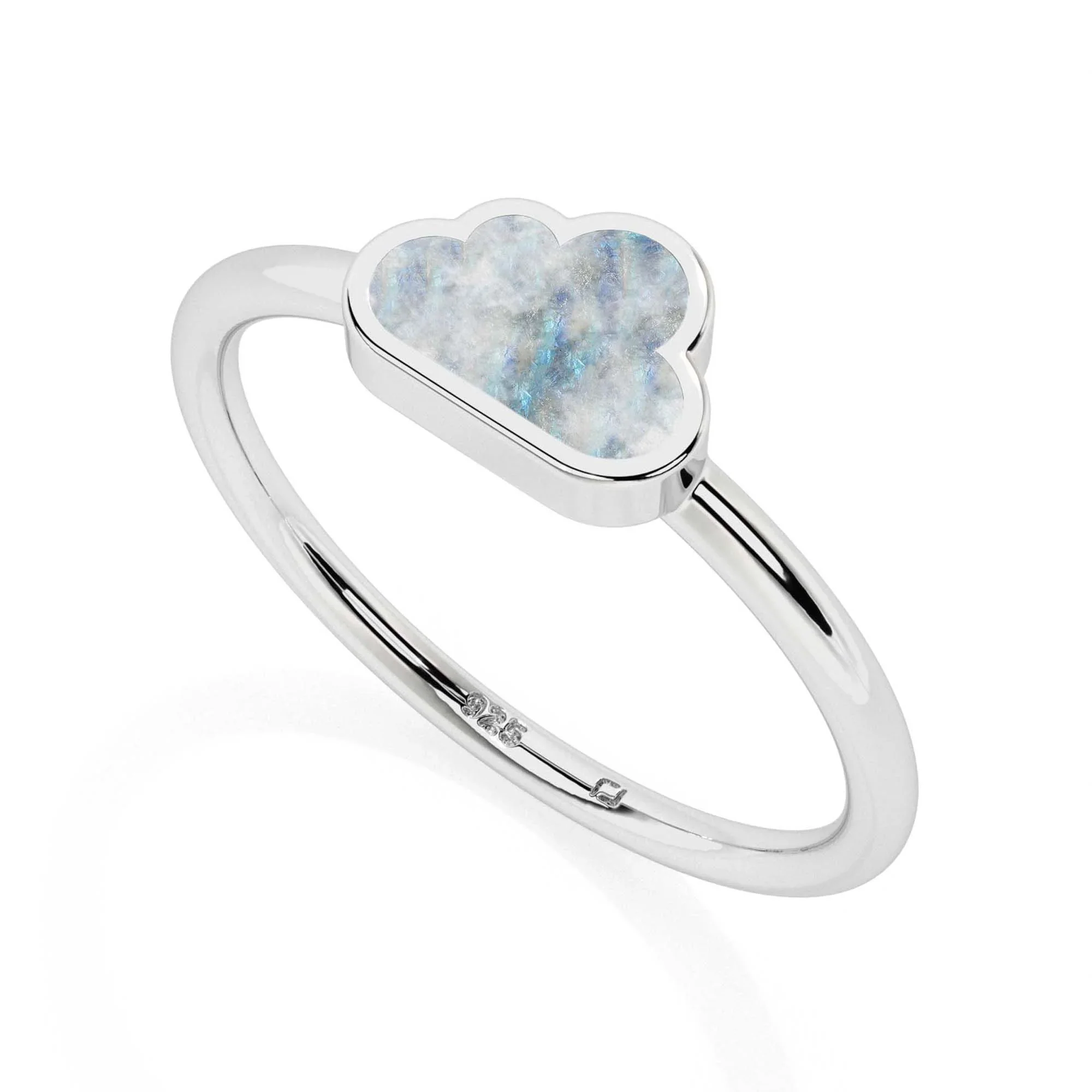 Rainbow moonstone cloud shape ring