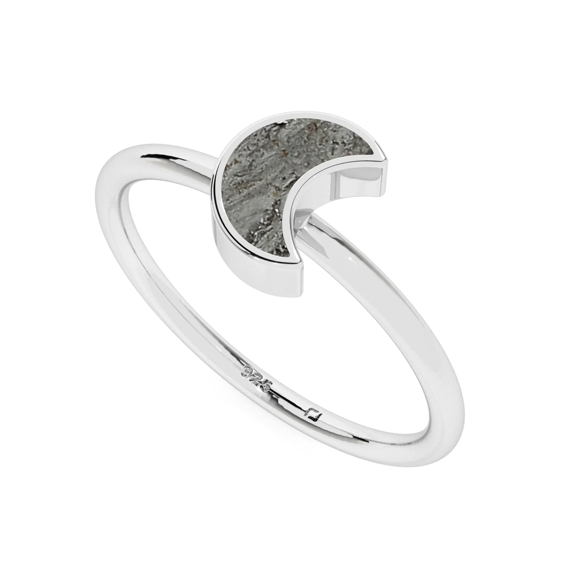 Meteorite moon shape stackable ring