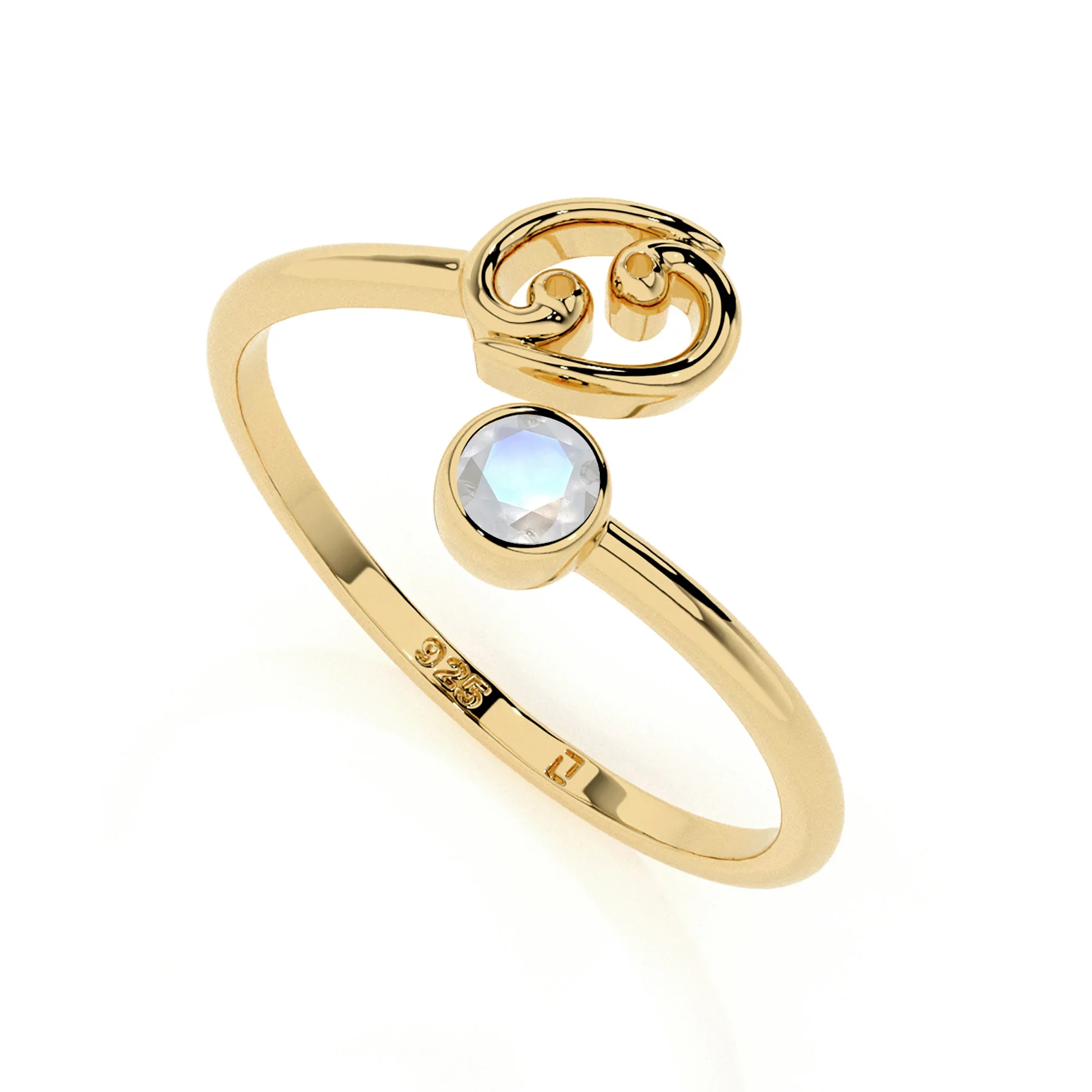 Moonstone spiral shape twister ring