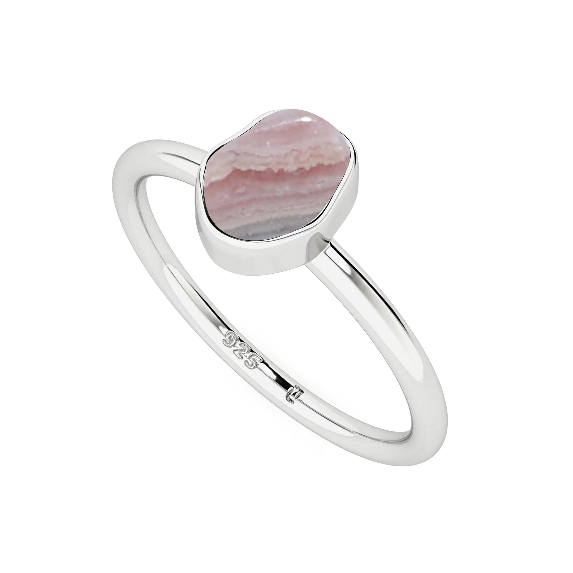 Pink agate freeform classic ring